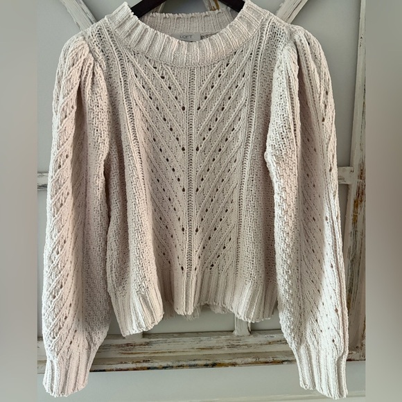 LOFT Sweaters - LOFT Women's Textured Knit Chenille Sweater - Cream